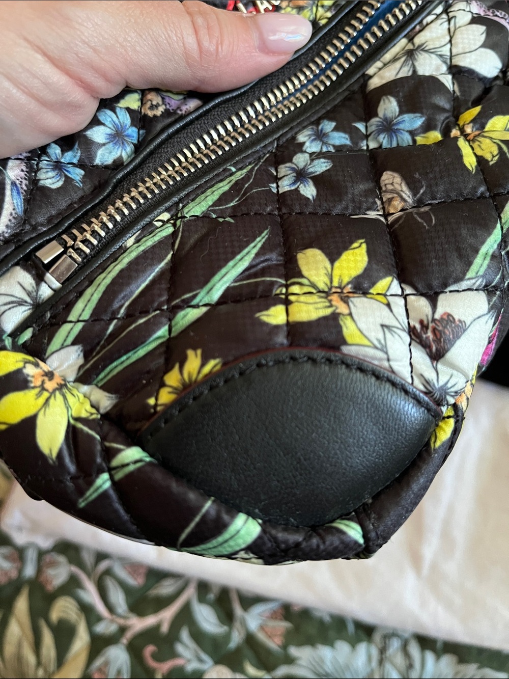 MZ Wallace Mini Crosby Black Quilted Floral Mini Crossbody - Picture 6 of 11